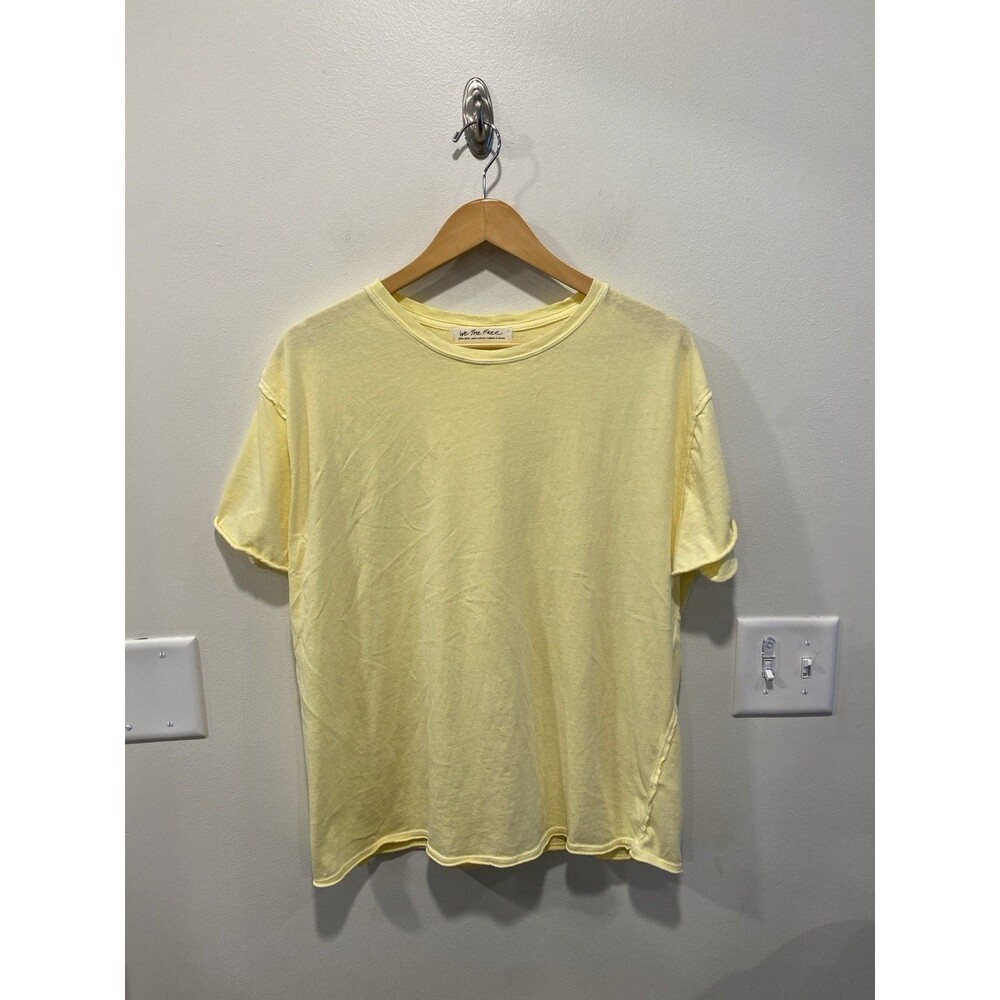 We The Free Womens Oversized Tee Size XS Butter Yellow Boho 100% Cotton Soft